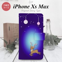 iPhone XS Max 手帳型 スマホ ケース カバー アイフォン トナカイ 青【アイフォーン XS マックス,iPhone,XS,Max,メール便 送料無料】