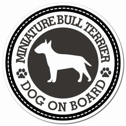 MINIATURE BULL TERRIER ミニチュアブルテリア ブラック 肉球 カーサイン 車 マグネットステッカー 犬 マグネット 強力 直径13cm 丸型 おしゃれ かわいい ドラレコステッカー 安全対策 危険運転 煽り運転 アニマル 動物 犬種別 屋外 防水 屋内 肉球マーク