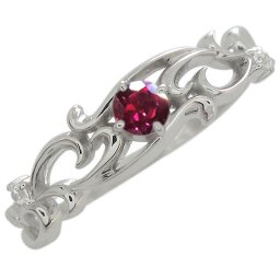 プラチナ リング 一粒 ルビー リング 唐草 指輪