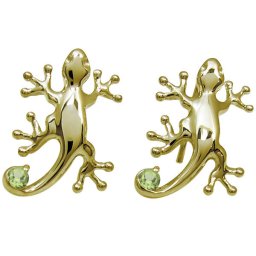 ペリドット メンズピアス ヤモリ ジュエリー 10金 守宮 フックピアス 父の日 2024