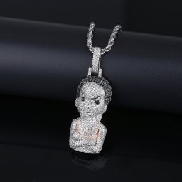 ネックレス キュービックジルコニア ホワイト イエロー 真鍮 シルバー カジュアル モチーフ ヒップホップ 男性 ユニセックス 男女兼用 60cm n19091208