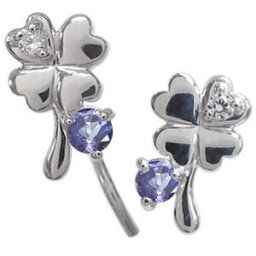 プラチナ タンザナイト ピアス クローバー ピアス