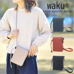 スマホポーチ ショルダーバッグ ショルダー ポーチ ワク waku レギュラーコレクション wk-0003 メンズ レディース キッズ 送料無料 誕生日プレゼント ギフト ラッピング無料 ブラック オレンジ ベージュ ネイビー 牛革