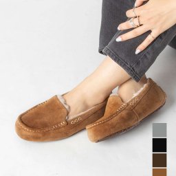 アグ UGG 1106878 レディース モカシン ANSLEY アンスレー レディース シューズ ボア レザー ウール スエード 履きやすい 歩きやすい 通勤 通学 スリッポン おしゃれ 靴 防寒 ファー あったか かわいい 女性 おしゃれ チェスナット エスプレッソ ブラック グレー 22～27cm