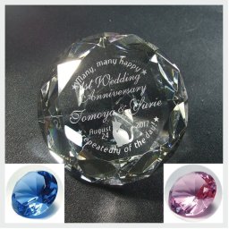 ダイヤ 置物 クリスタル ペーパーウェイト 名入れ 結婚祝い 誕生日 名前入れ オリジナル　★結婚祝いに！  金婚式 銀婚式 開業祝 誕生日 記念日 出産祝 新築祝いバレンタイン ホワイトデー 記念品 最適！532P16Jul16