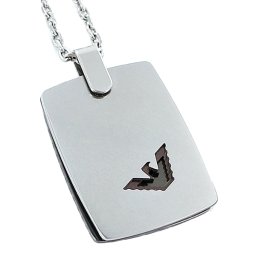 エンポリオアルマーニ ジュエリー ファッション アクセサリー NECKLACE ネックレス ペンダント 3色 プレート シルバー ブロンズ ガンメタル 成人 卒業 入学