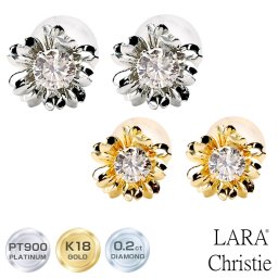 ララクリスティー ピアス レディース ダイヤモンド フラワー ピアス 計0.2ct PT900 K18 ゴールド le56-0011 LARA Christie