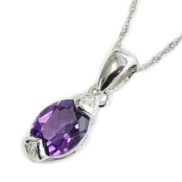 シルバー天然アメジストペンダント・プラチナ850チェーンネックレスオーバルカット14144PT 【あなたと私の宝石箱】【ギフトラッピング済み】【2月誕生石アメジスト】【レディース,激安,特価,通販】