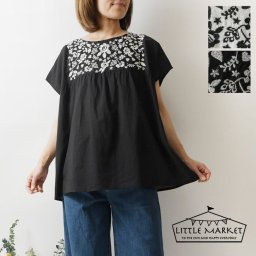 【LITTLE MARKET リトルマーケット】インド綿 コットン ボニータ フラワー プルオーバー ブラウス (s4724-600-01)レディース 春 夏 綿100% 花柄 ゆったり 薄手 涼しい ナチュラル 服 新作 ナチュランド 人気 30代 40代 50代 60代 母の日 クリスマス ギフト プレゼント