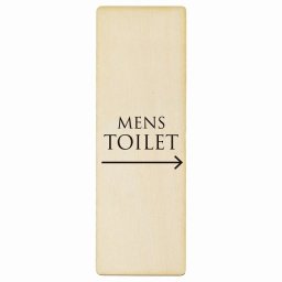 トイレ プレート 木製 MENS 文字タイプ ホワイト ブラック 右 矢印 長方形 縦書き 4x12cm 方向案内 進路ドア サインステッカー ピクトサイン トイレマーク表示 案内 注意 施設 御手洗 TOILET おしゃれ シンプル 安全対策