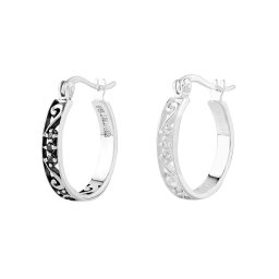 FREE STYLE アラベスク 唐草模様 キュービックジルコニア フープピアス ペアピアス シルバー ペアアクセサリー ペア フープ・ピアス 記念日 プレゼント ギフト シンプル フリースタイル FSE933BKCZ-933CCZ 【送料無料】