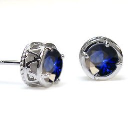 プラチナ・サファイア・ピアス・唐草・ハート・ピアス
