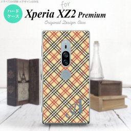 Xperia XZ2 Premium XZ2 プレミアム SO-04K SOV38 専用 スマホケース カバー ハードケース チェックA ベージュ×赤 イニシャル 対応 nk-xz2p-445i[スマホ,スマホケース,スマホカバー,ケース,カバー,ジャケット]