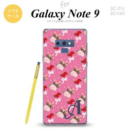Galaxy Note 9 ギャラクシー ノート9 SC-01L SCV40 スマホケース カバー ソフトケース 花柄・バラ（I） ピンク イニシャル 対応 nk-note9-tp262i[スマホ,スマホケース,スマホカバー,ケース,カバー,ジャケット]