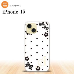 iPhone15 iPhone15 スマホケース 背面ケースソフトケース 花柄 ドット リボン 白 +アルファベット 2023年 9月発売 nk-i15-tp353i