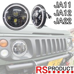 ジムニー用 【LEDヘッドライト】Aタイプ 左右セット JA11 12 22 プロジェクター カスタムパーツ イカリング RSプロダクト JMHL01