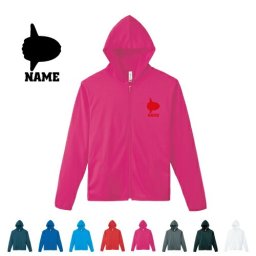 「マンボウ」名入れドライジップパーカー お名前入り オリジナル セミオーダーメイド ロングスリーブ チームTシャツ クラブＴシャツ サークル100 紫外線防止 吸水速乾 アイテム Ocean sunfish スポーツウェア フィットネスウェア ダイエット ジョギング 有酸素運動