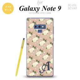 Galaxy Note 9 ギャラクシー ノート9 SC-01L SCV40 スマホケース カバー ソフトケース 花柄・バラ（C） ベージュ イニシャル 対応 nk-note9-tp246i[スマホ,スマホケース,スマホカバー,ケース,カバー,ジャケット]