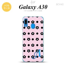 SCV43 Galaxy A30 SCV43 スマホケース ソフト カバー 花柄 ドット ピンク +アルファベット nk-scv43-tp343i