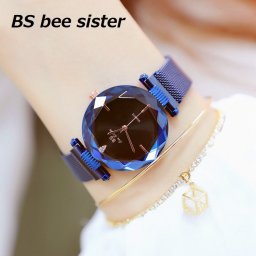 BS bee sister 腕時計 時計 レディース 女性用 ウォッチ セレブ  ダイヤモンド 人気 クリスタル ガラスカット アクセサリー ラッピング無料  かわいい おしゃれ シルバー ブレスレット 旅行 イベント カジュアル 丸い 円形 FA1556