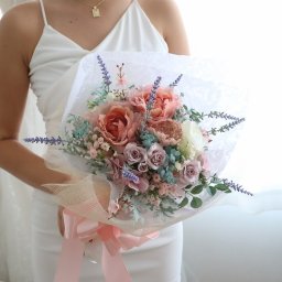 *受注制作*　想いを込めて贈る花束　柔らかアンティークカラー　ナチュラル　造花　送別　お祝い　603