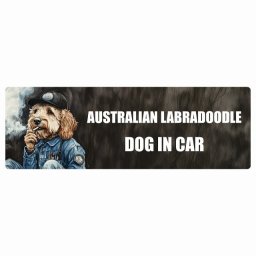 名入れ可 Australian Labradoodle オーストラリアンラブラドゥードル カーステッカー シール 犬 作業服 ちょい悪 15x5cm 長方形 防水 屋外 屋内 ドッグオンボード デカール