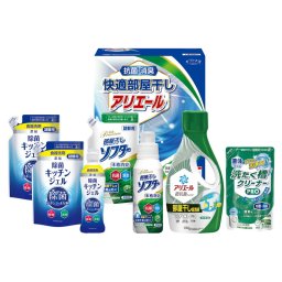 夏の贈り物お中元 快適部屋干しアリエールギフト ギフト工房 除菌キッチンジェル詰替用（160ml）×2、P&Gアリエールジェル部屋干し超消臭（700g）･除菌キッチンジェル（200ml）･抗菌部屋干しソフター（300g）･抗菌部屋干しソフター詰替用（300g）･液体洗たく
