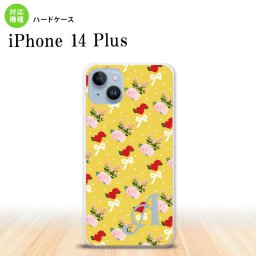 iPhone14 plsu iPhone14 plsu スマホケース 背面ケース ハードケース 花柄 バラ リボン 黄 +アルファベット 2022年 10月発売 nk-i14pl-263i