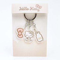 サンリオ ハローキティ 3連アクリルキーホルダー アイボリー モノクロ 日本製 Sanrio