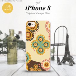【iPhone8】【スマホケース/スマホカバー】【アイフォン8】iPhone8 スマホケース カバー アイフォン8 エスニック花柄 ベージュ×茶 nk-ip8-tp1583【メール便送料無料】