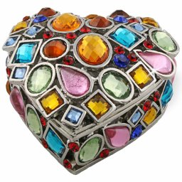 【トリンケットボックス】coeur de bijoux,カラフルなハートの小物入れ、掌サイズの小さなインテリアオブジェ、小さなジュエリーボックス、クリスタルを使用したキラキラの置物