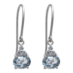 プラチナピアス アクアマリン オーバル フックピアス