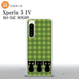 Xperia 5IV Xperia5IV スマホケース 背面ケースソフトケース 猫 イラスト 緑 グリーン 2022年 10月発売 nk-xp54-tp1140