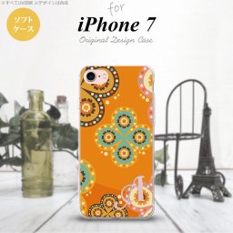 【iPhone7】【スマホケース/スマホカバー】【アイフォン７】iPhone7 スマホケース ケース アイフォン７ ソフトケース イニシャル エスニック花柄 オレンジ nk-iphone7-tp1585ini【メール便送料無料】