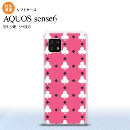 SH-54B SHG05 AQUOS sense6 スマホケース ソフトケース トランプ クラブ ピンク 白 メンズ レディース nk-sens6-tp536