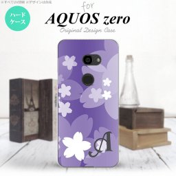 AQUOS zero アクオス ゼロ 801SH スマホケース カバー ハードケース 花柄・サクラ 紫 イニシャル 対応 nk-801sh-064i[スマホ,スマホケース,スマホカバー,ケース,カバー,ジャケット]