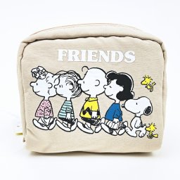 スヌーピー ＆ フレンズ スクエアポーチ ベージュ SNOOPY