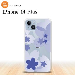 iPhone14 plsu iPhone14 plsu スマホケース 背面ケースソフトケース 花柄 サクラ A 青 2022年 10月発売 nk-i14pl-tp054