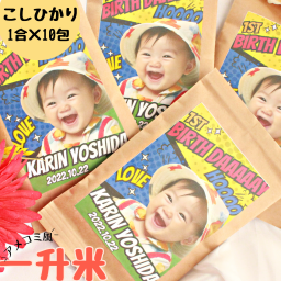 一升米 選び取りカード付 お米でお祝い お配りも楽ラク! 150ｇ×10包 小分け こしひかり 送料無料 メッセージ