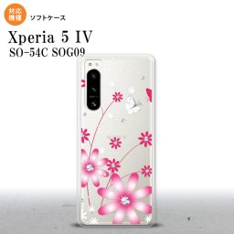 Xperia 5IV Xperia5IV スマホケース 背面ケースソフトケース 花柄 ガーベラ 透明 ピンク 2022年 10月発売 nk-xp54-tp073