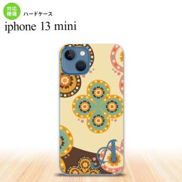 iPhone13mini iPhone13 mini ケース ハードケース エスニック 花柄 ベージュ 茶 +アルファベット  nk-i13m-1583i