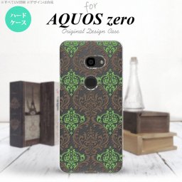 AQUOS zero アクオス ゼロ 801SH スマホケース カバー ハードケース ダマスク柄 クリア×茶×緑 nk-801sh-459[スマホ,スマホケース,スマホカバー,ケース,カバー,ジャケット]