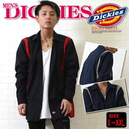 ディッキーズ Dickies ボーリングシャツ メンズ ボウリングシャツ ビンテージ 長袖 ワークシャツ 3カラー 黒 ブラック 赤 レッド ネイビー 新品 無地 小さいサイズ 大きいサイズ アメカジ S M L XL XXL (USAモデル)春コー 春物 アウタークーポ