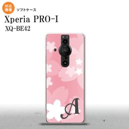 Xperia PRO I Xperia PRO-I スマホケース 背面ケースソフトケース 花柄 サクラ C 白 ピンク +アルファベット 背面カバー android nk-xproi-tp063i