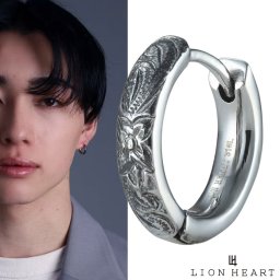 ライオンハート ハワイアン フープピアス 甲丸 サージカルステンレス シルバー 片耳用 1点売り メンズ ブランド LION HEART