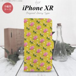 iPhoneXR iPhone XR 手帳型スマホケース カバー 花柄 バラ ドット 黄  nk-004s-ipxr-dr242