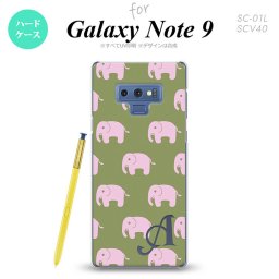 Galaxy Note 9 ギャラクシー ノート9 SC-01L SCV40 スマホケース カバー ハードケース ゾウ柄 モスグリーン イニシャル 対応 nk-note9-773i[スマホ,スマホケース,スマホカバー,ケース,カバー,ジャケット]