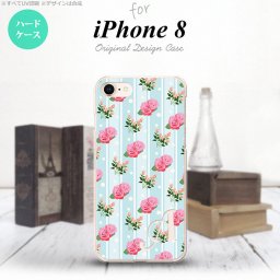 iPhone7 iPhone8 スマホケース ハードケース 花柄 バラ レース 水色 +アルファベット メンズ レディース nk-ip8-247i
