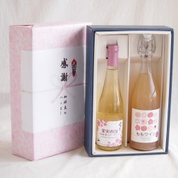 感謝の贈り物ボックス梅スパークリングと国産ワインセット(山梨県産無濾過ももワイン 甘口(山梨県産)720ml果実の泡 北海道梅スパークリング500ml