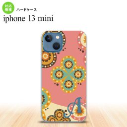 iPhone13mini iPhone13 mini ケース ハードケース エスニック 花柄 ピンク ベージュ +アルファベット  nk-i13m-1582i